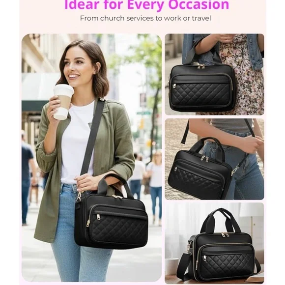 Leather Bible Cover Case with Ribbon Bookmark - Picture 3 of 11